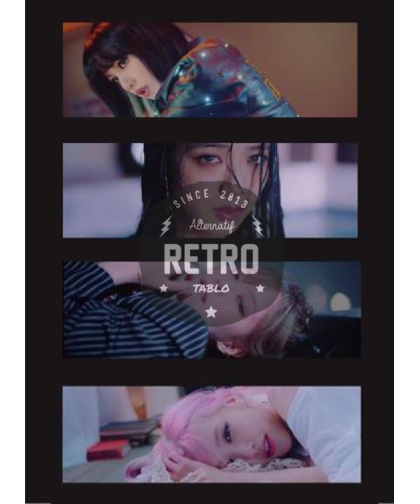 K-Pop Temalı Tablo 73 - Ahşap Retro Tablo